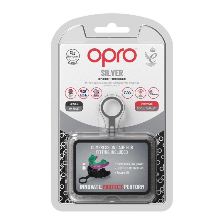 OPRO Self-Fit GEN5 Silver Pink Green mouthguard original