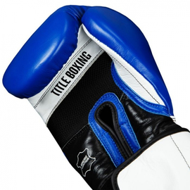 Боксерские перчатки Title Premium Leather Performance Training Gloves Blue, Фото № 4