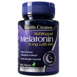Мелатонин Earth‘s Creation Melatonin 5 mg W/B-6 Sublingual 60 Tablets