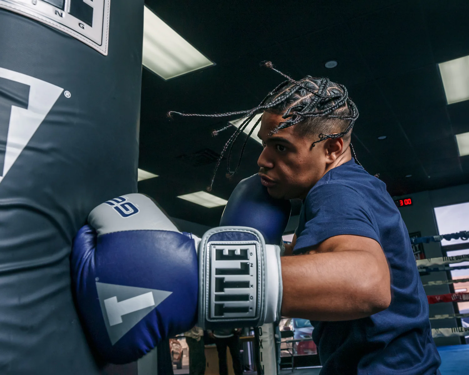 Снарядные перчатки Title Boxing Gel World V2T Bag Gloves Navy Grey White фото