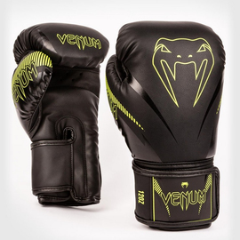 Боксерские перчатки Venum Impact Black Neo Yellow