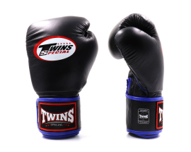 Боксерские перчатки Twins Velcro Mesh Edition BGVLA1 Black Blue, Фото № 2