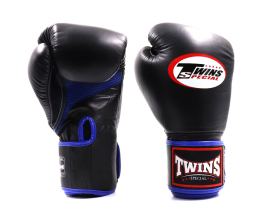 Боксерские перчатки Twins Velcro Mesh Edition BGVLA1 Black Blue