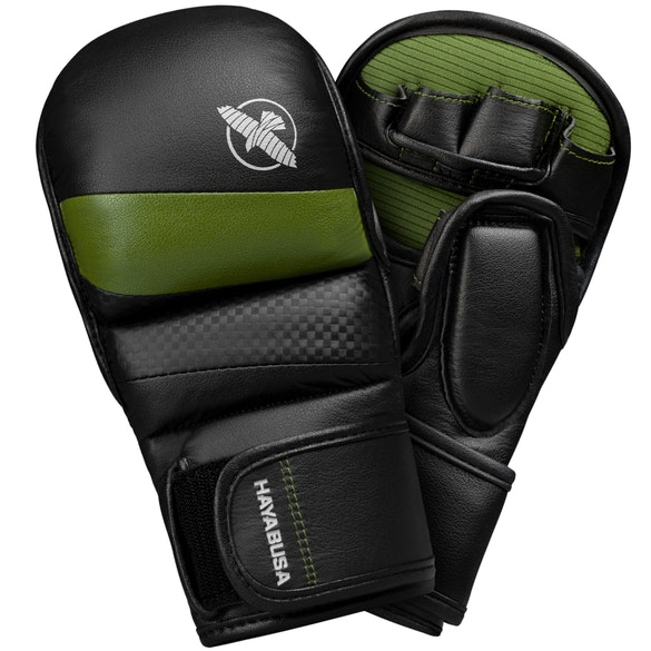 Гибридные перчатки для MMA Hayabusa T3 7oz Hybrid Gloves - Black Green