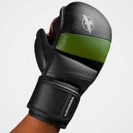 Гибридные перчатки для MMA Hayabusa T3 7oz Hybrid Gloves - Black Green, Фото № 5
