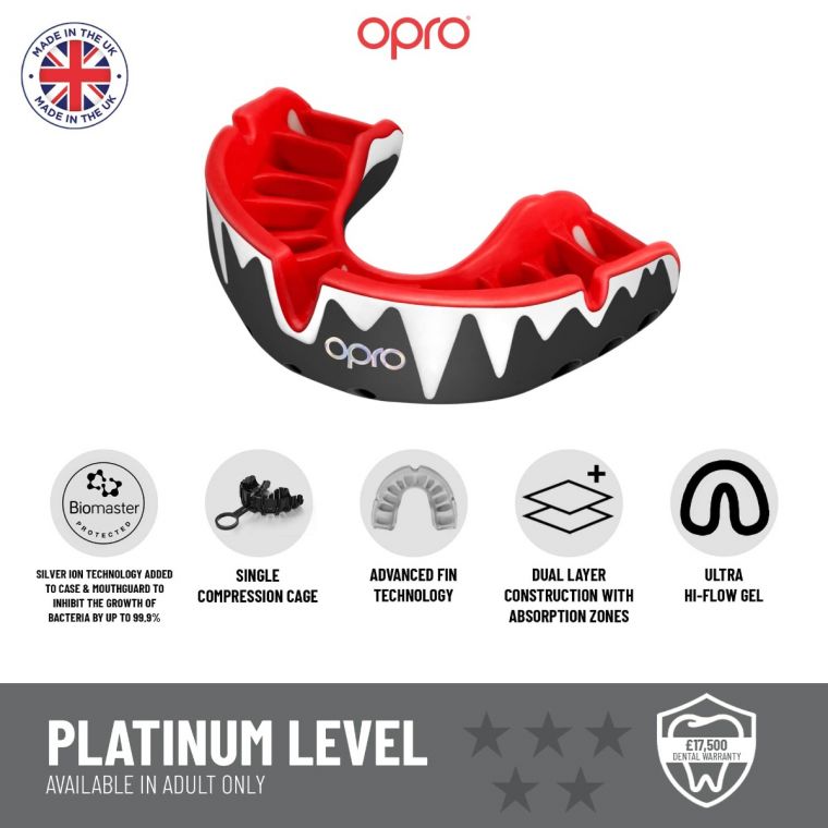 OPRO Self Fit GEN5 Platinum Fangz White Black Mint Mouthguard photo