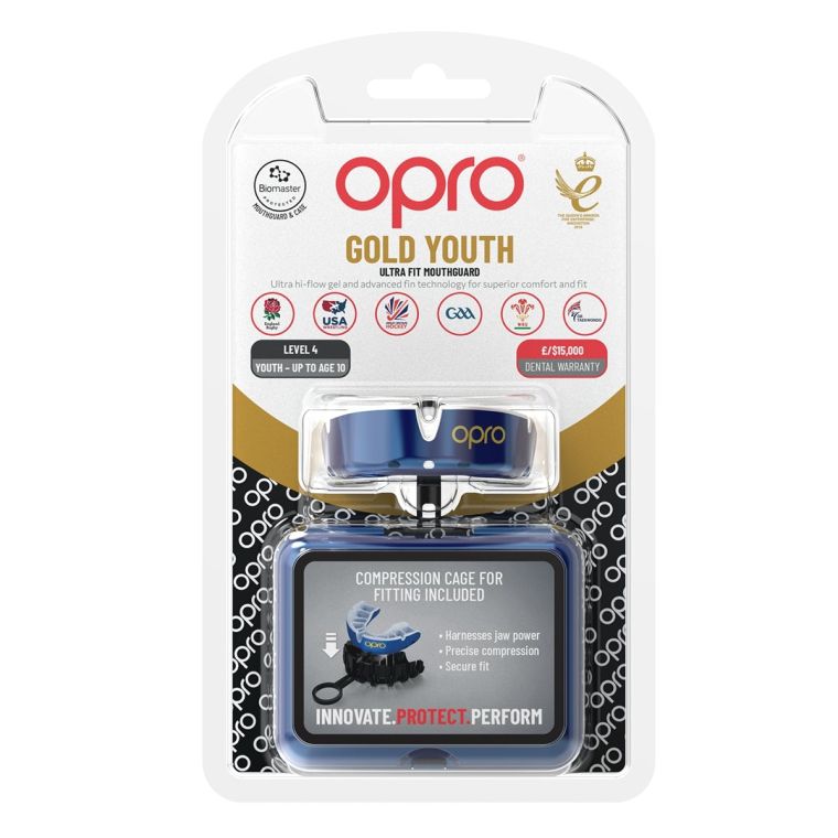 Детская капа Opro Self-fit GEN5 Youth Gold Dark Blue Pearl оригинал