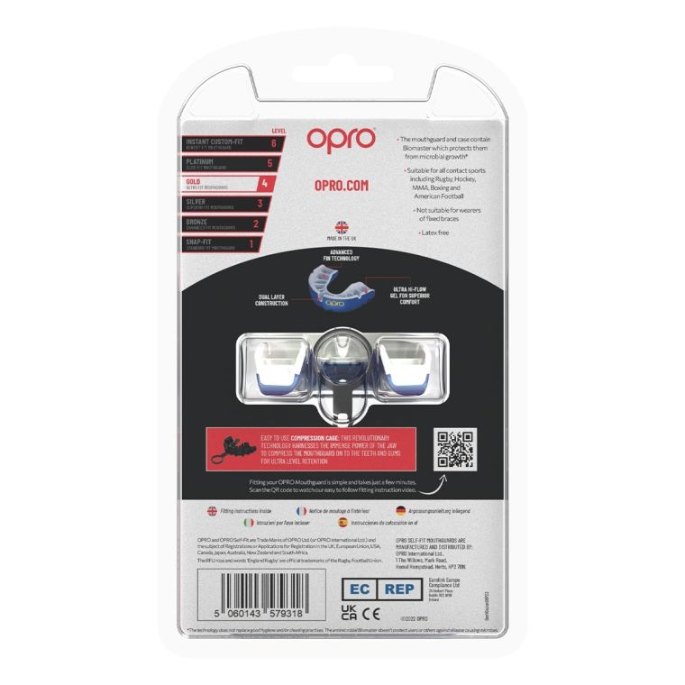 Детская капа Opro Self-fit GEN5 Youth Gold Dark Blue Pearl размер
