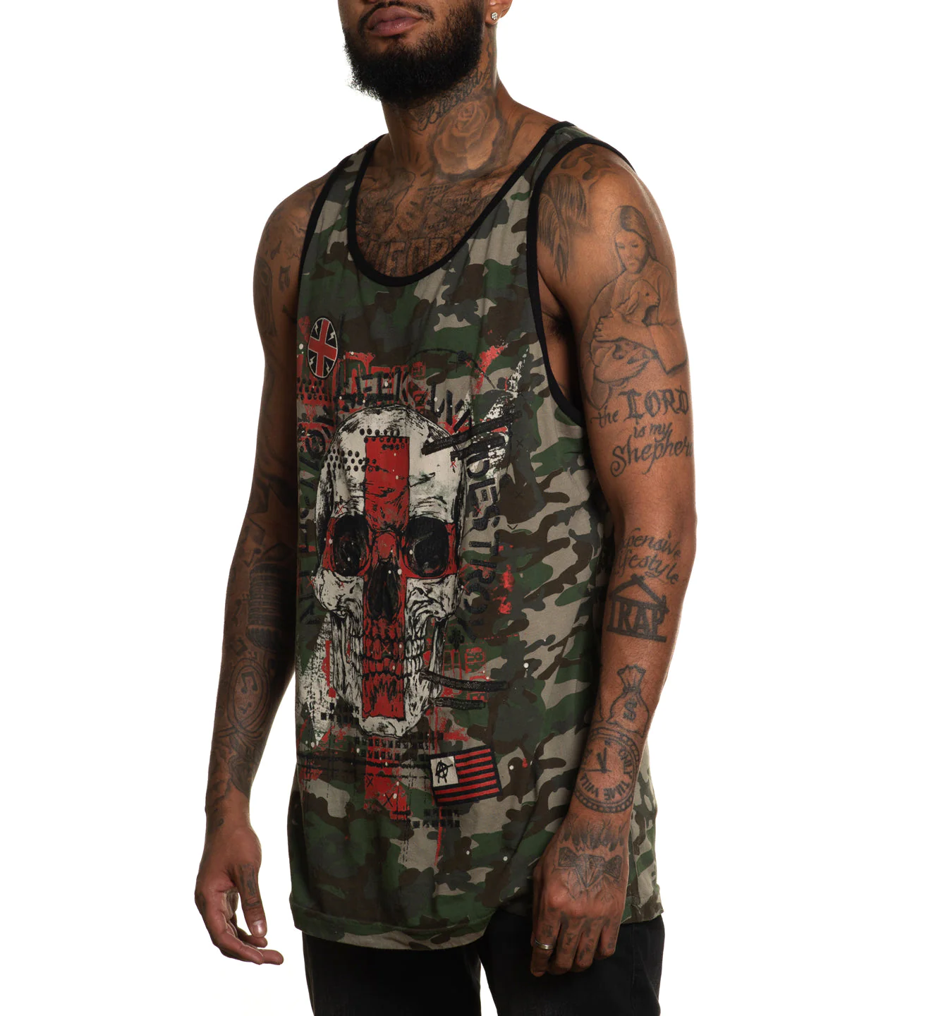 Affliction East Thunder Tank Green Camo T-shirt price