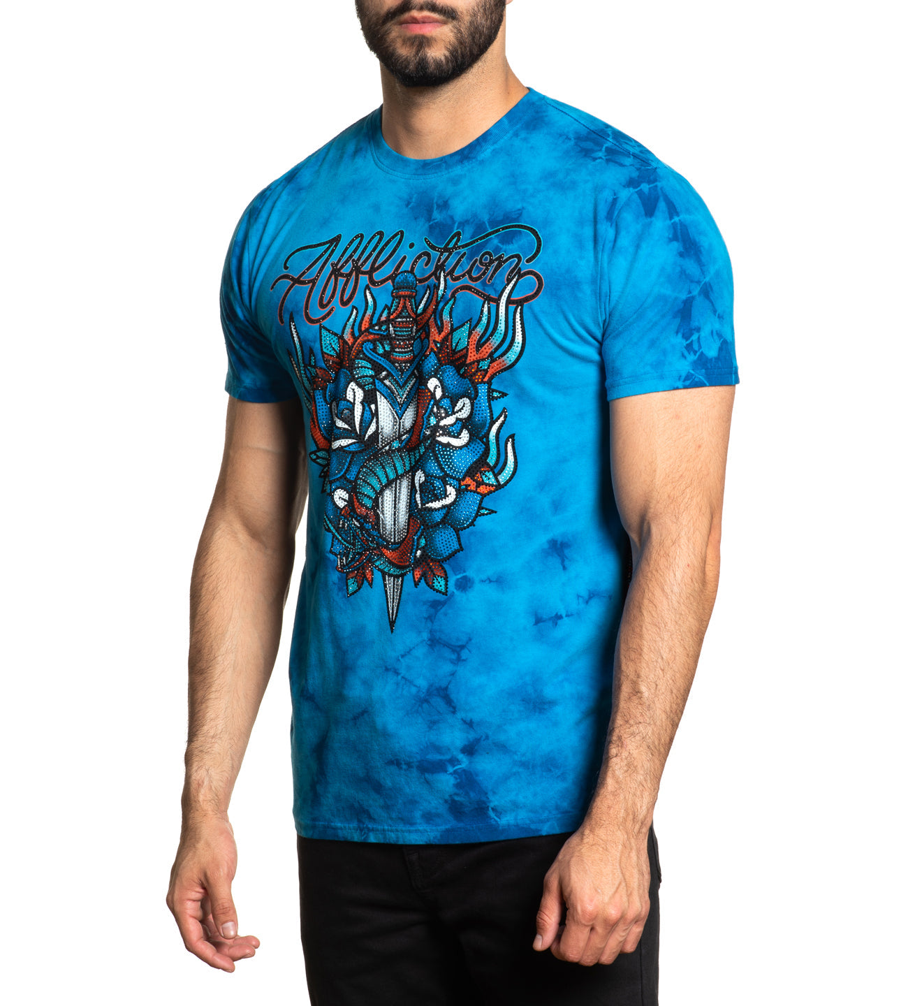 Футболка Affliction Poison Revenge Tee Blue Jay Dark Blue Crystal Wash ціна