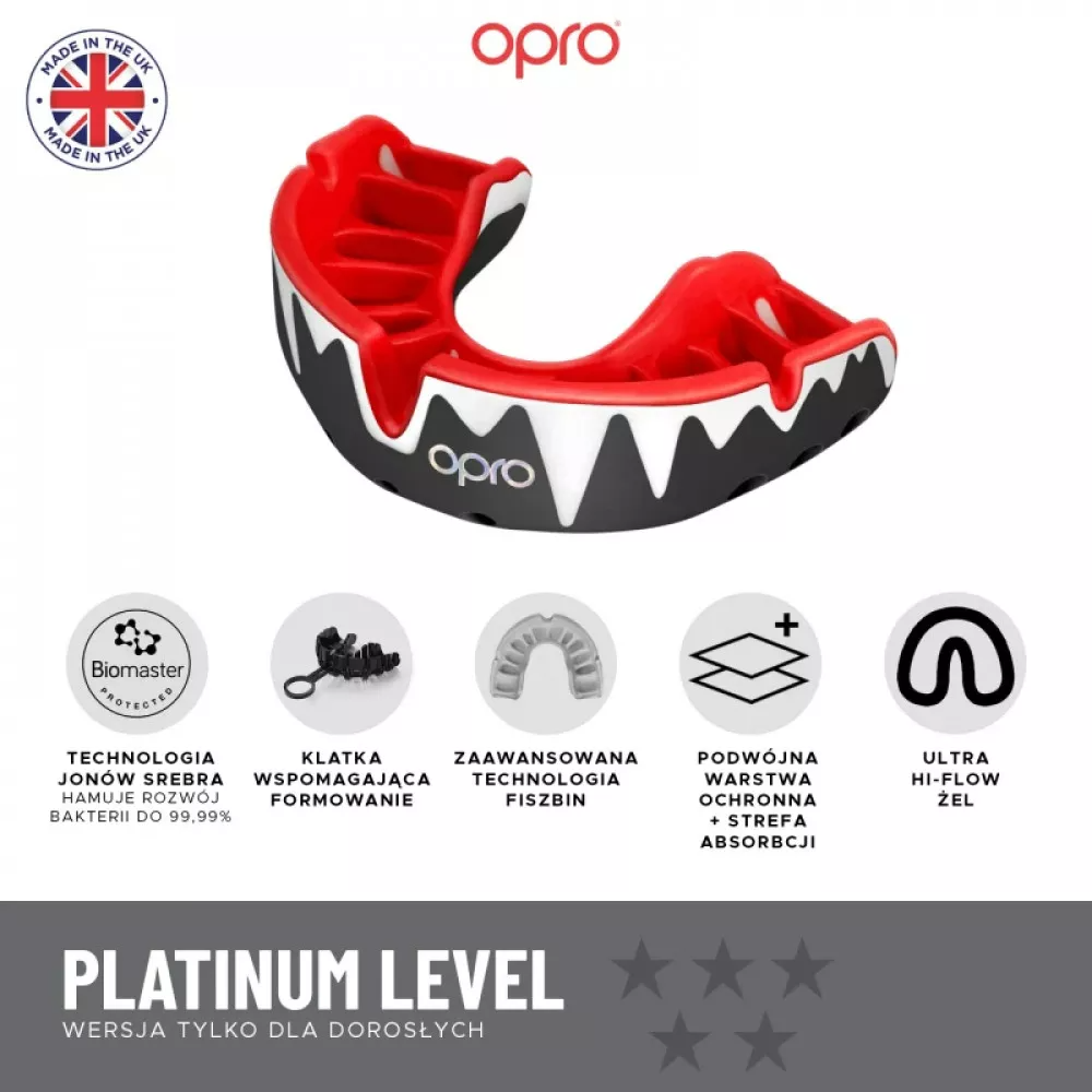 OPRO Self-Fit UFC GEN2 Platinum Fangz Black Gold Red Mouthguard price