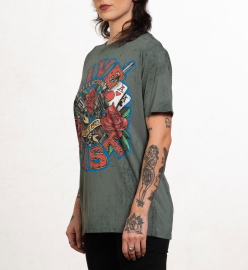 Womens T-shirt Affliction Love Gun Sage Leaf price