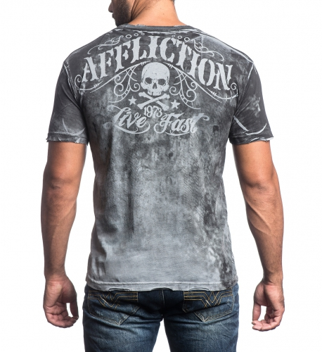 Футболка Affliction Decompose LT.Grey Lava Wash T-Shirt купити