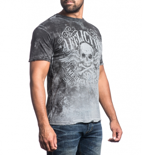 Футболка Affliction Decompose LT.Grey Lava Wash T-Shirt ціна