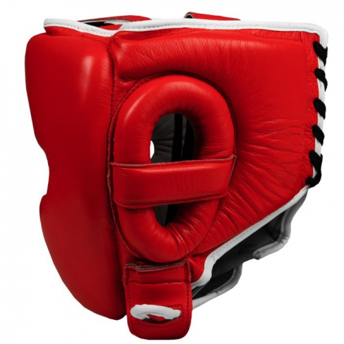 Title Boxing Leather Sparring Headgear Red photo