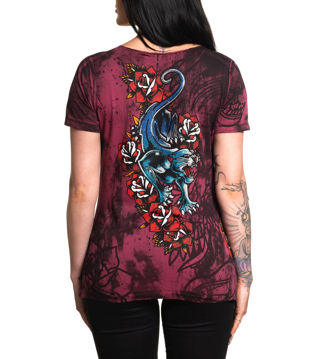 Жіноча футболка Affliction Dottie Rose Scoop Mohogany купити