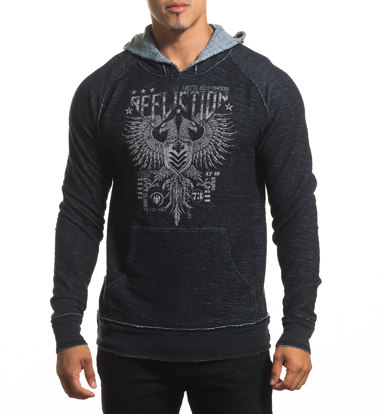 Двoстороннє худі Affliction AC Speed Tribe A24374 Slate Crystal Wash-Black купити