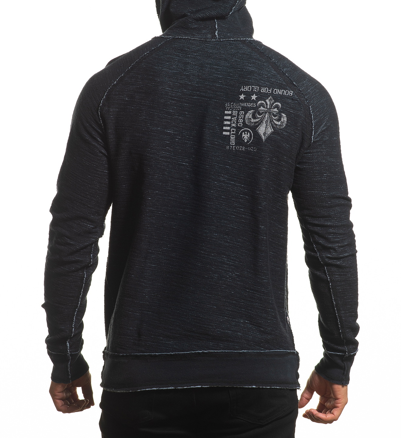 Двoстороннє худі Affliction AC Speed Tribe A24374 Slate Crystal Wash-Black ціна