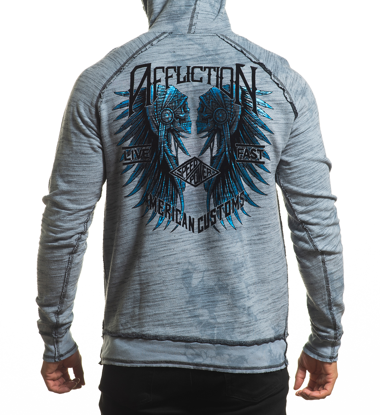 Двoстороннє худі Affliction AC Speed Tribe A24374 Slate Crystal Wash-Black фото