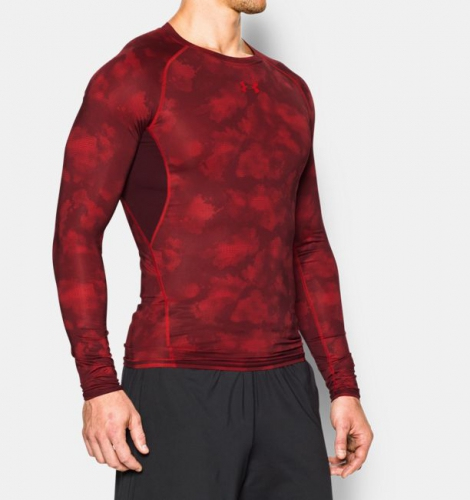 Компрессионная футболка Under Armour Printed Long Sleeve Compression Shirt Red цена