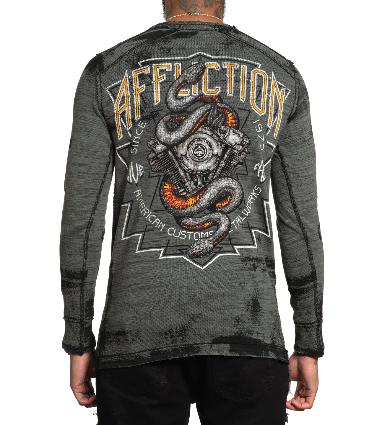 Двусторонний лонгслив Affliction Reversible Paramount Black Dusty Olive цена