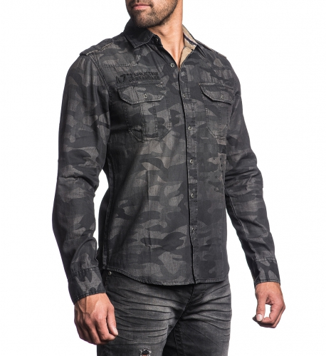 Мужская рубашка Affliction Stone Sinners Black Camo купити