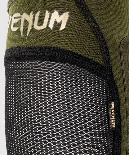 Venum Kontact Evo Shinguards Khaki Gold leg protection photo