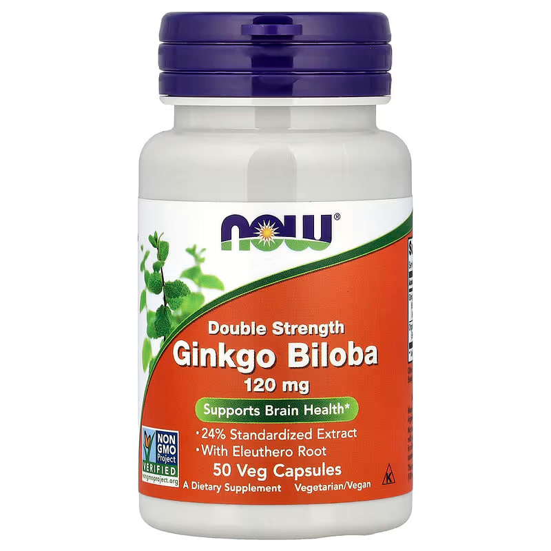 NOW Foods Ginkgo Biloba Double Strength 120 мг 50 капсул