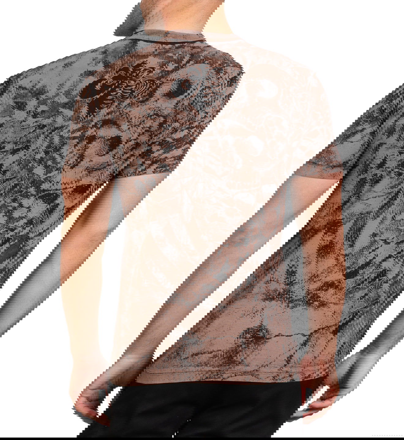Reversible Affliction Duster Black Brown Lava Wash T-shirt photo