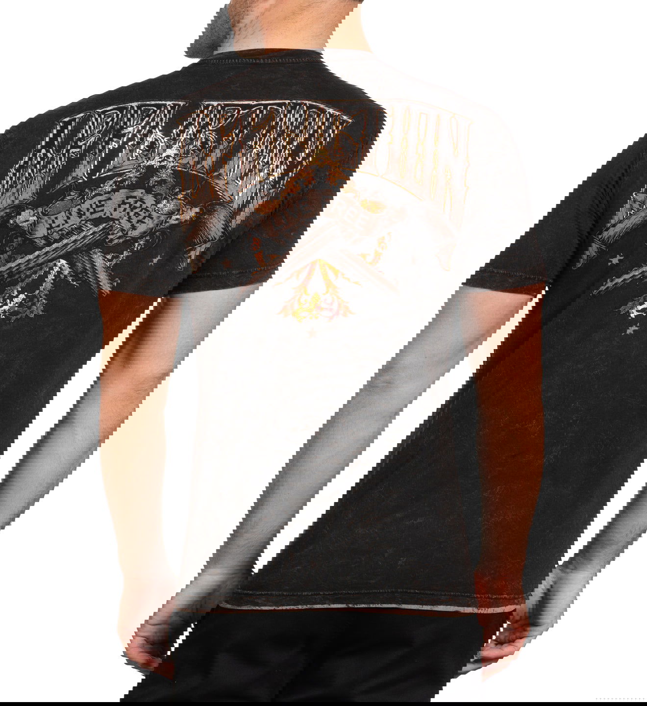 Reversible Affliction Duster Black Brown Lava Wash T-shirt price