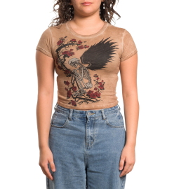 Женская футболка Affliction Winged Reaper Sand Oil Stain