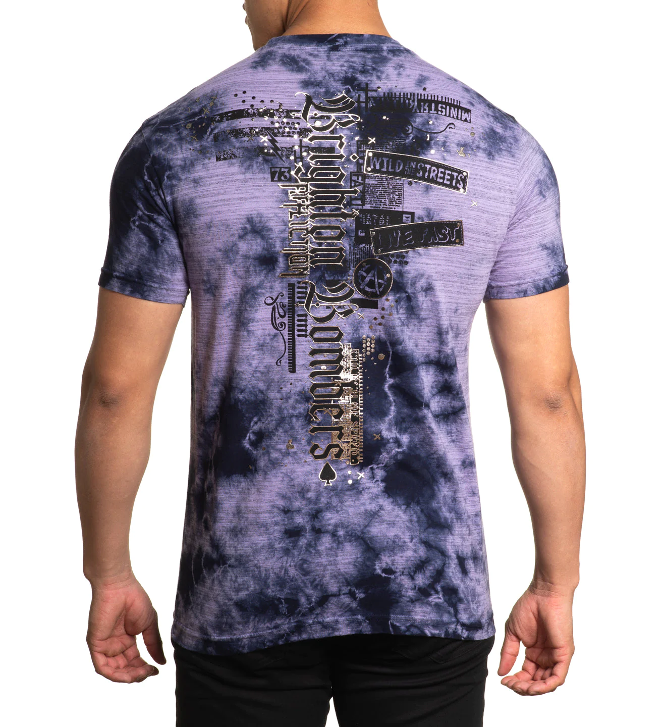 Affliction Brighton Bombers Tee Dusk Purple Plumeria Crystal T-shirt buy