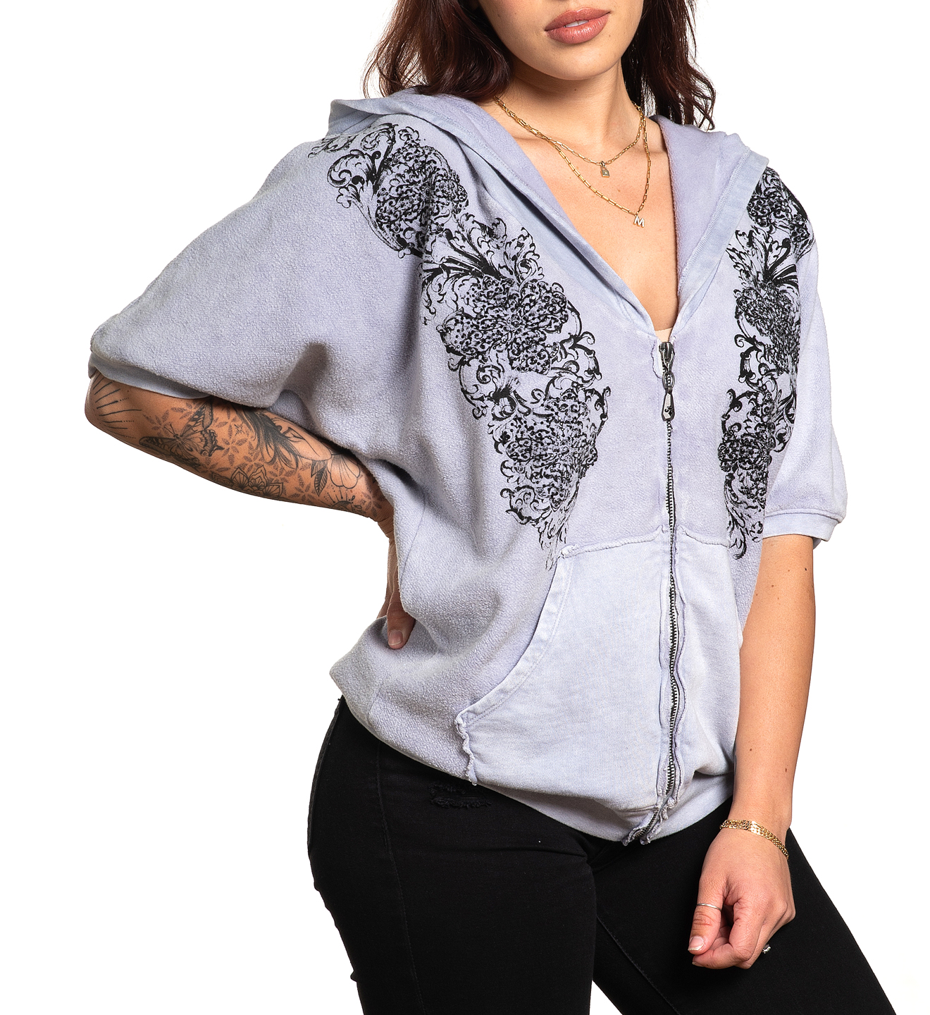 Женская кофта Affliction Coleford Ranch AW24280 Dapple Grey Lava Wash цена