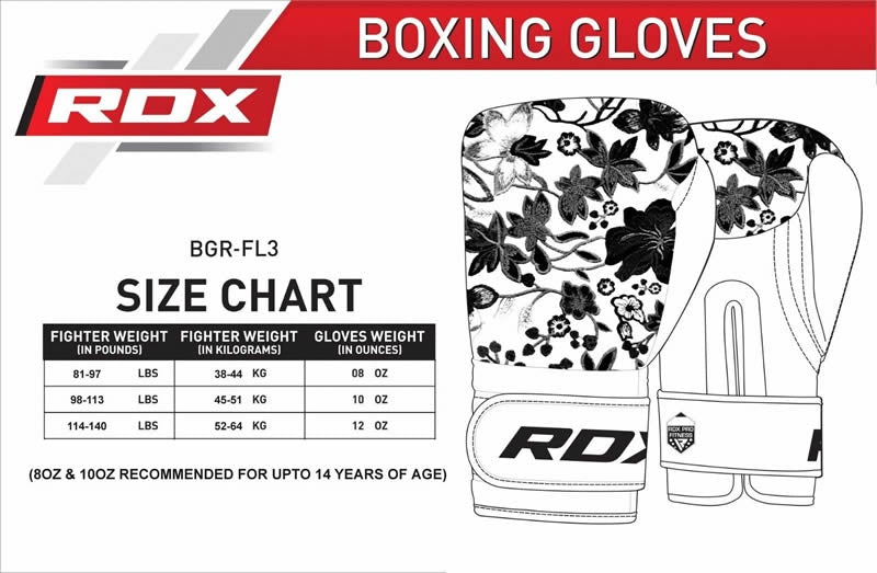 Женские боксерские перчатки RDX FL3 Floral Boxing Gloves Black размер
