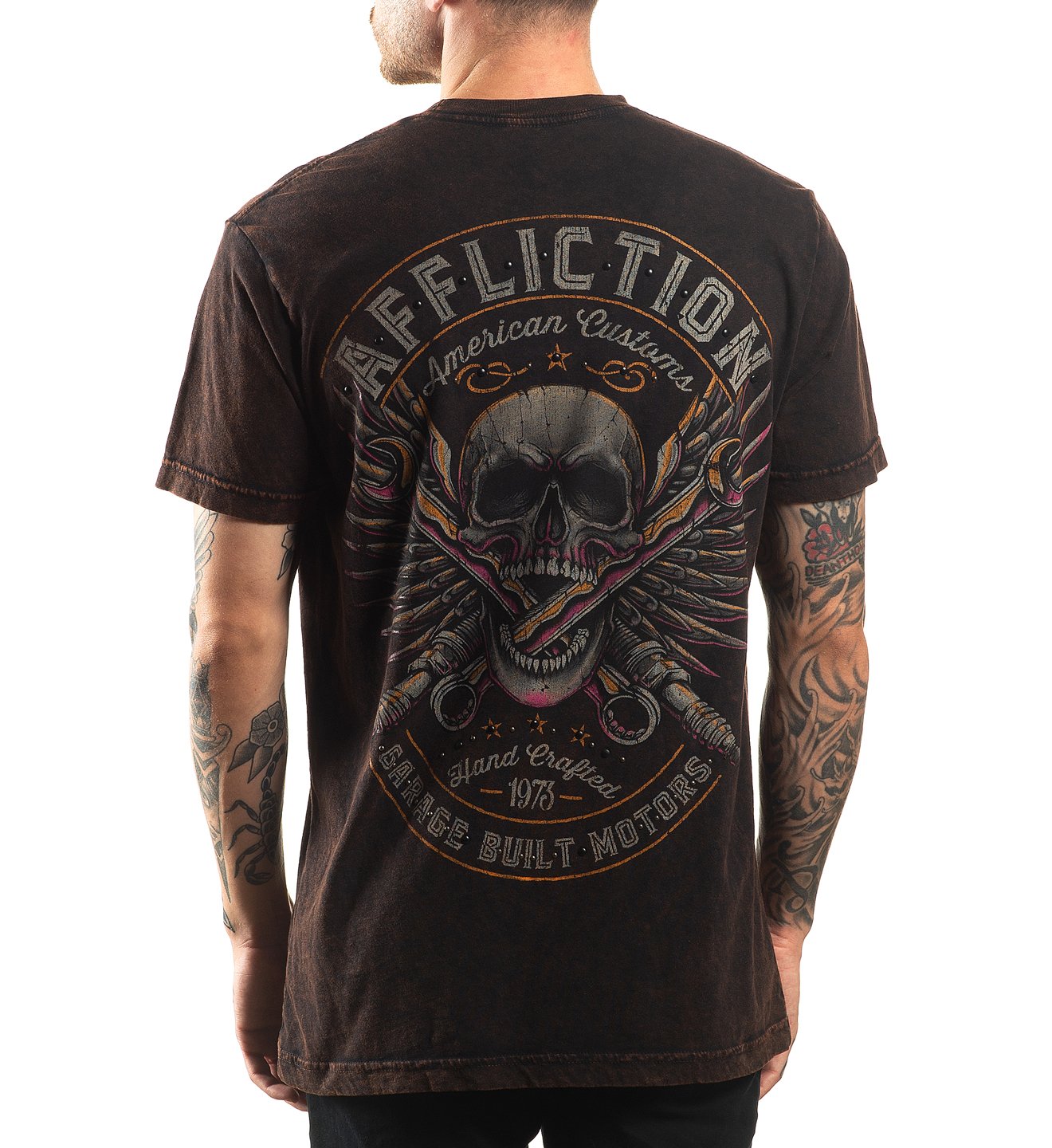 Футболка Affliction AC Chop Shop Black Brown Lava Wash купити