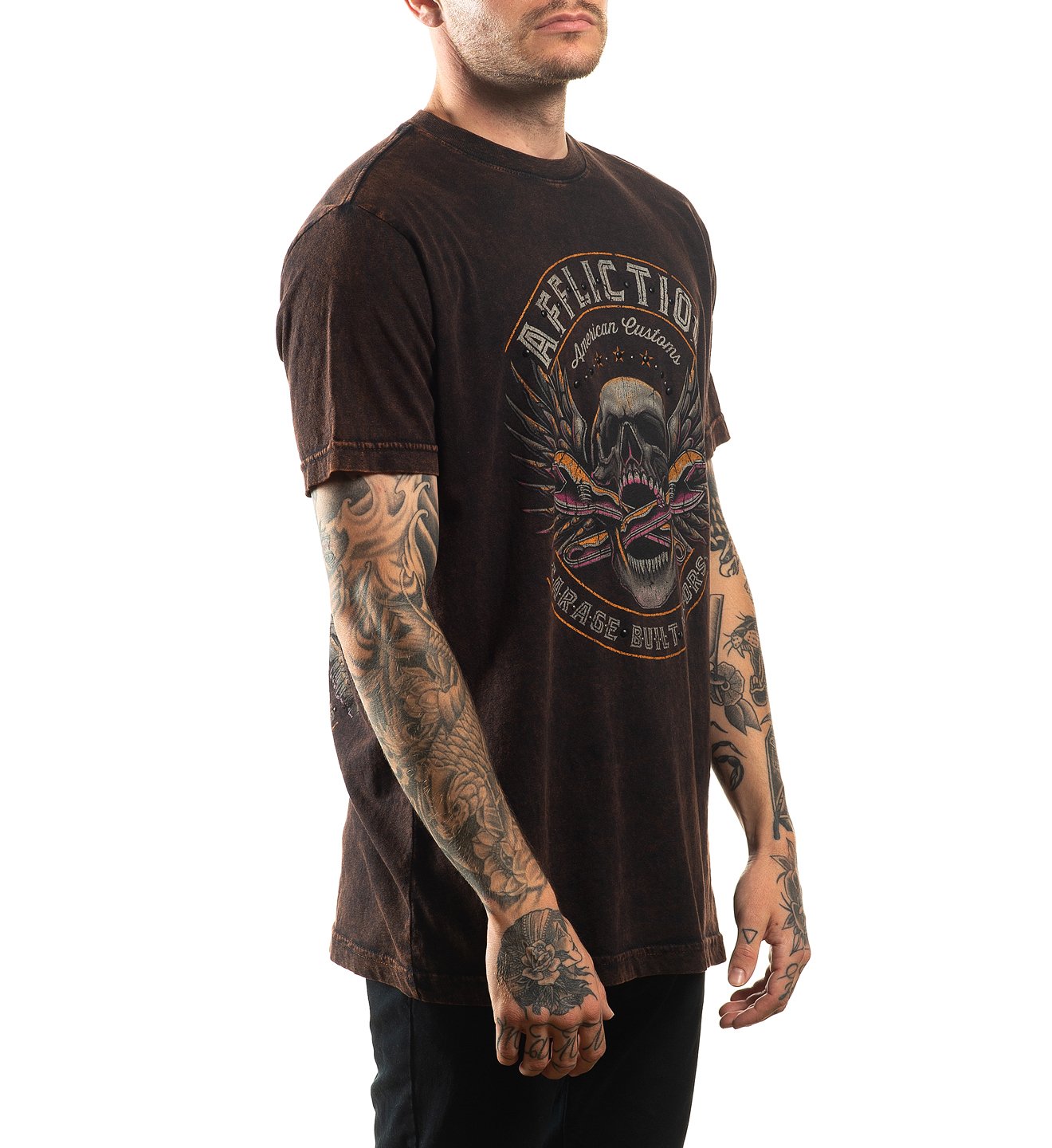 Футболка Affliction AC Chop Shop Black Brown Lava Wash ціна