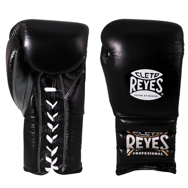 Cleto Reyes Leather Contact Closure Boxing Gloves Black