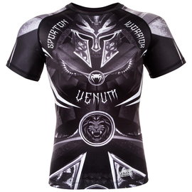 Рашгард Venum Gladiator 3.0 Rashguard Black White Short Sleeves