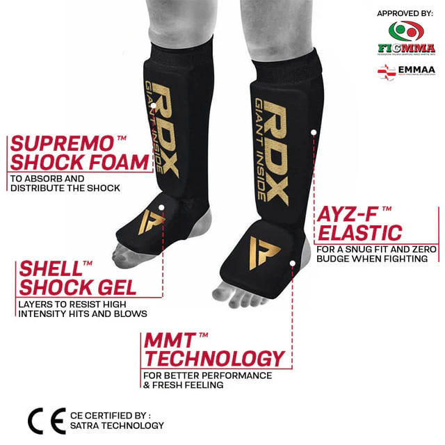 Захист гомілки RDX Hosieri Shin Instep Guard Black Gold ціна