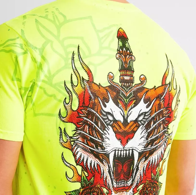 Affliction Fire Guide Tee Optic Neon Yellow Pigment T-shirt price