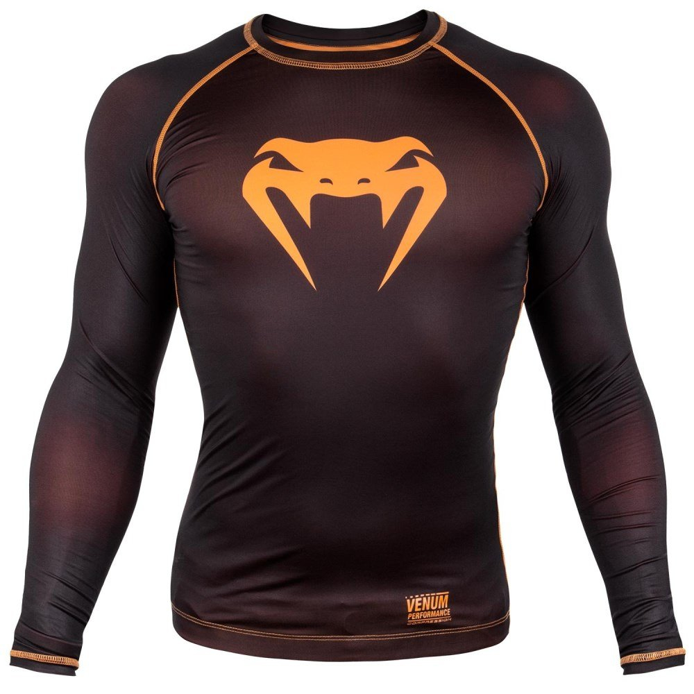 Компрессионная футболка Venum Contender 3.0 Compression T-shirt Long Sleeves Black/Orange