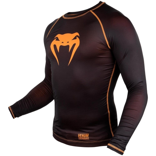 Компресійна футболка Venum Contender 3.0 Compression T-shirt Long Sleeves Black/Orange ціна