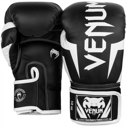 Боксерские перчатки Venum Elite Boxing Gloves Black White купить