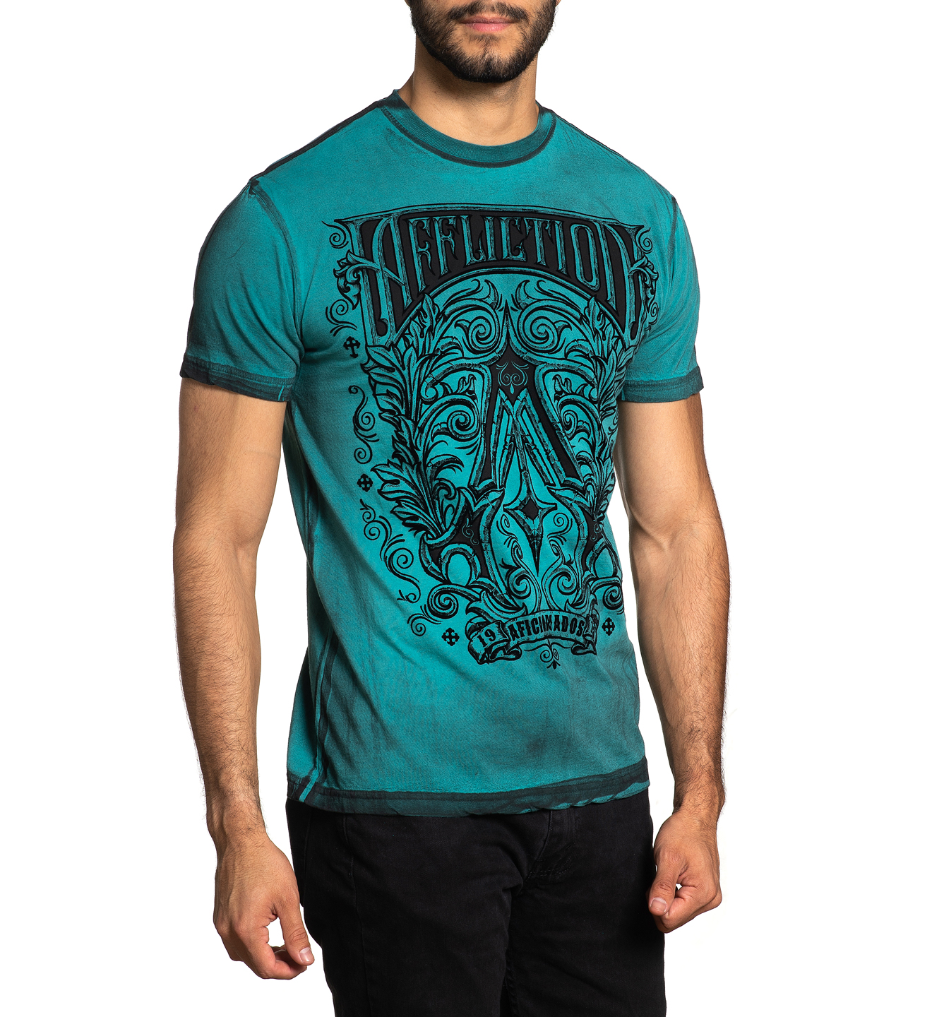 Футболка Affliction Historic Iron A24291 Jade Blue фото