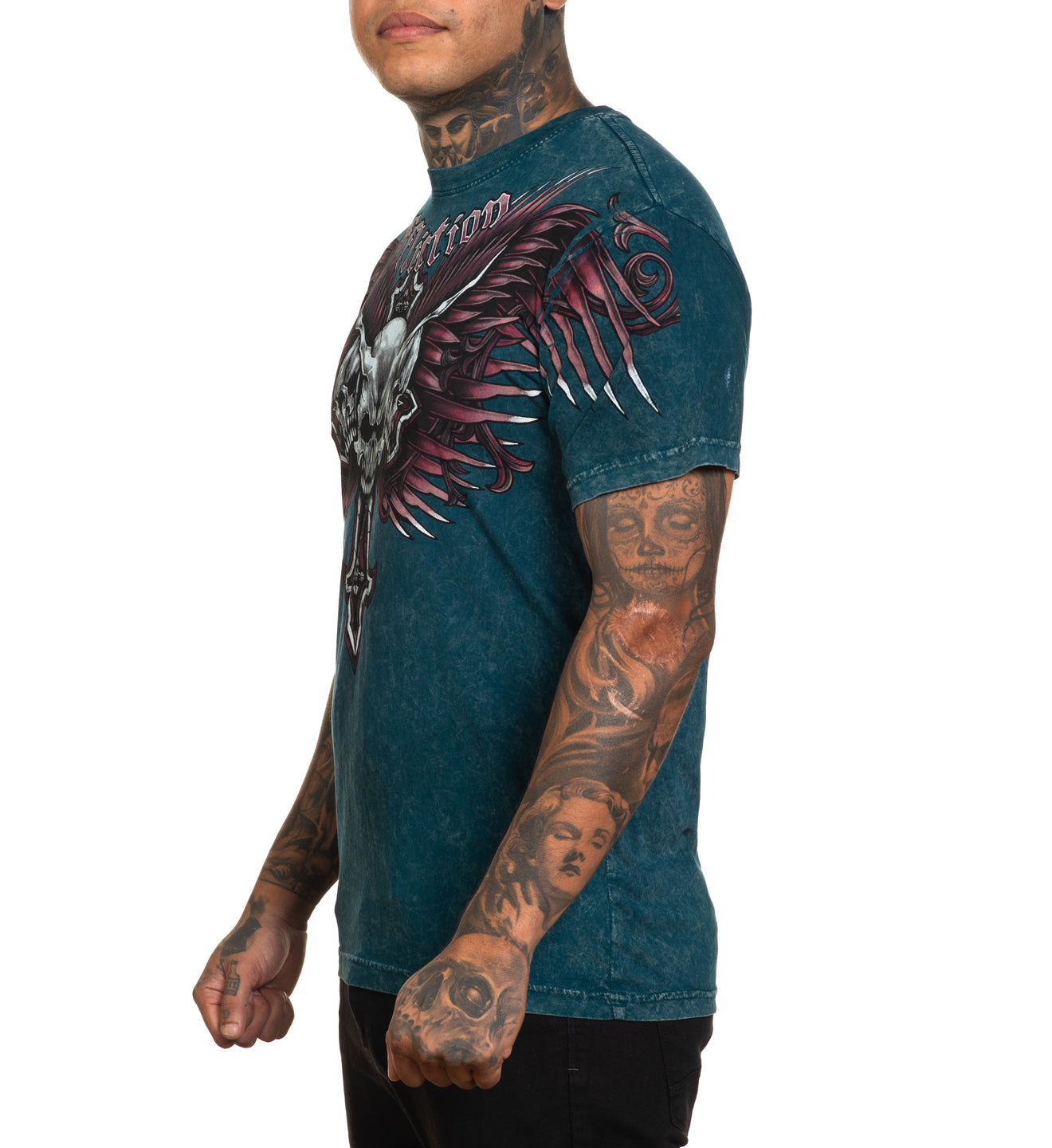Футболка Affliciton Hyper Speed Tee Atlantic Deep Lava Wash фото