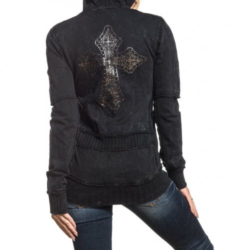 Женская толстовка Affliction Woman Hoody Red Sky Zip Black купить