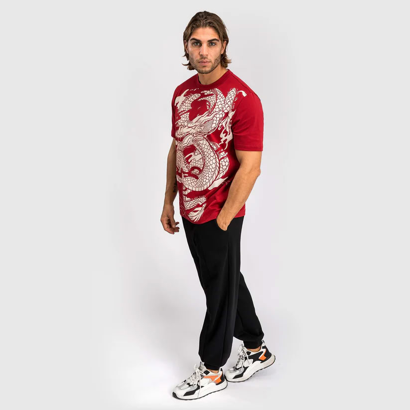 Футболка Venum Dragon’s Flight Men’s T-Shirt Cherry Red Cream White купити