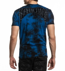 Футболка Affliction Fleur Frame SS Tee Cobalt Blue Black Crystal Wash купити