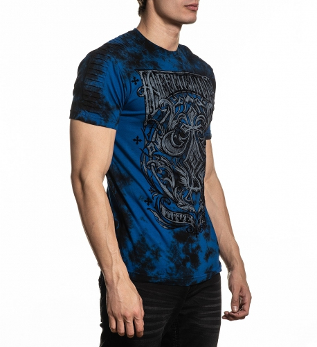Футболка Affliction Fleur Frame SS Tee Cobalt Blue Black Crystal Wash ціна