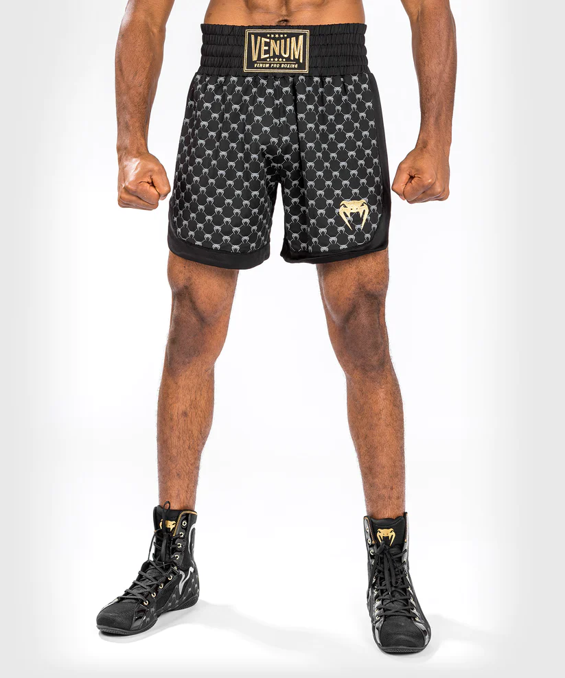 Боксерские шорты Venum Monogram Boxing Short - Black  купить
